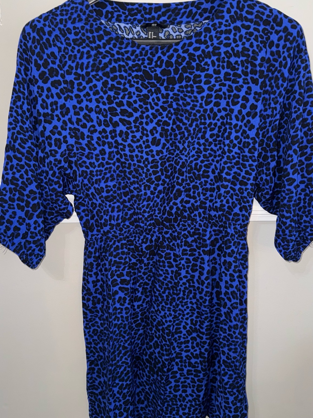 H&M Royal Blue Animal Print Elastic-Waist Mini Dress - Picture 5 of 5
